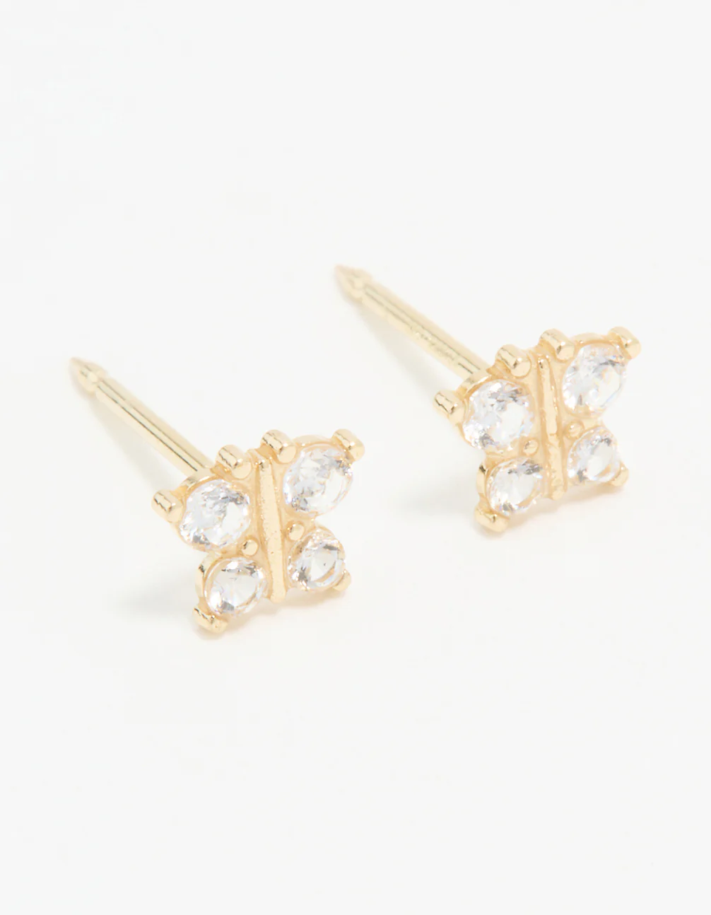 14KT Solid Yellow Gold Cubic Zirconia Butterfly Piercing Stud