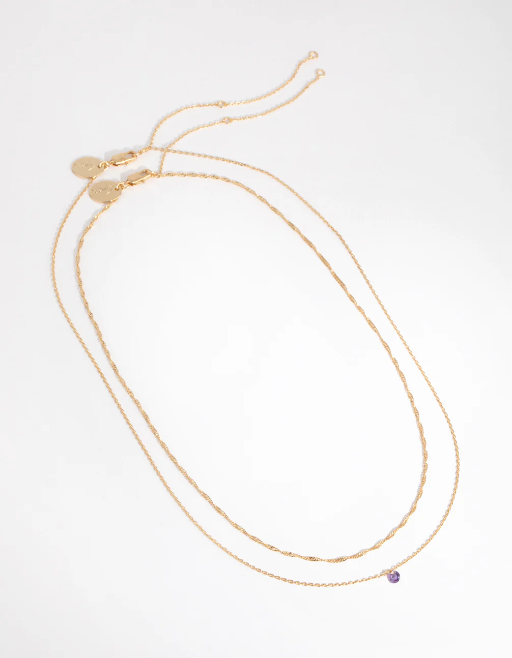 18ct Gold Plated February Amethyst Cubic Zirconia Necklace Set - Image 6