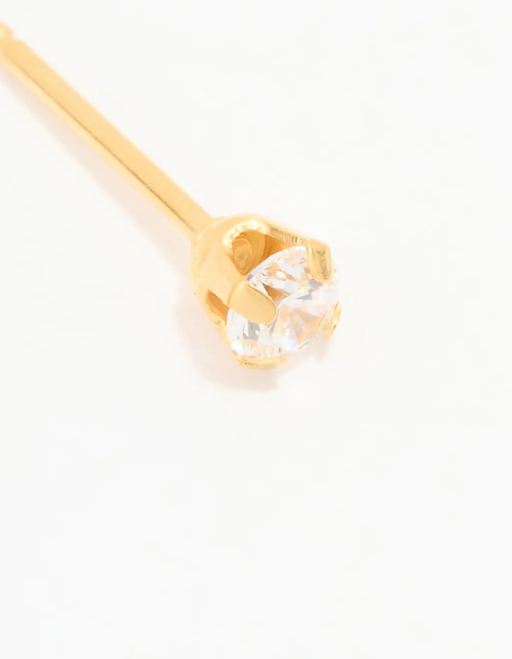 24KT Gold Plated Surgical Stainless Steel 3MM Cubic Zirconia Piercing Stud - Image 2