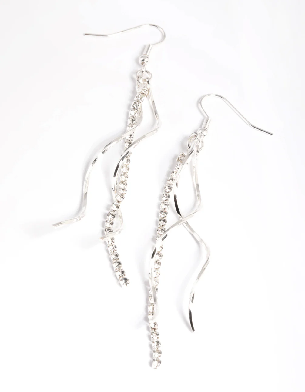 Silver Cup Chain & Twist Drop Earrings