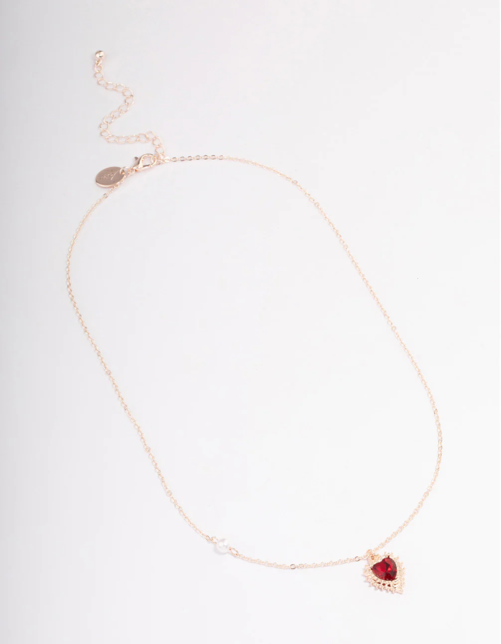 Rose Gold Diamante Heart & Pearl Necklace - Image 2