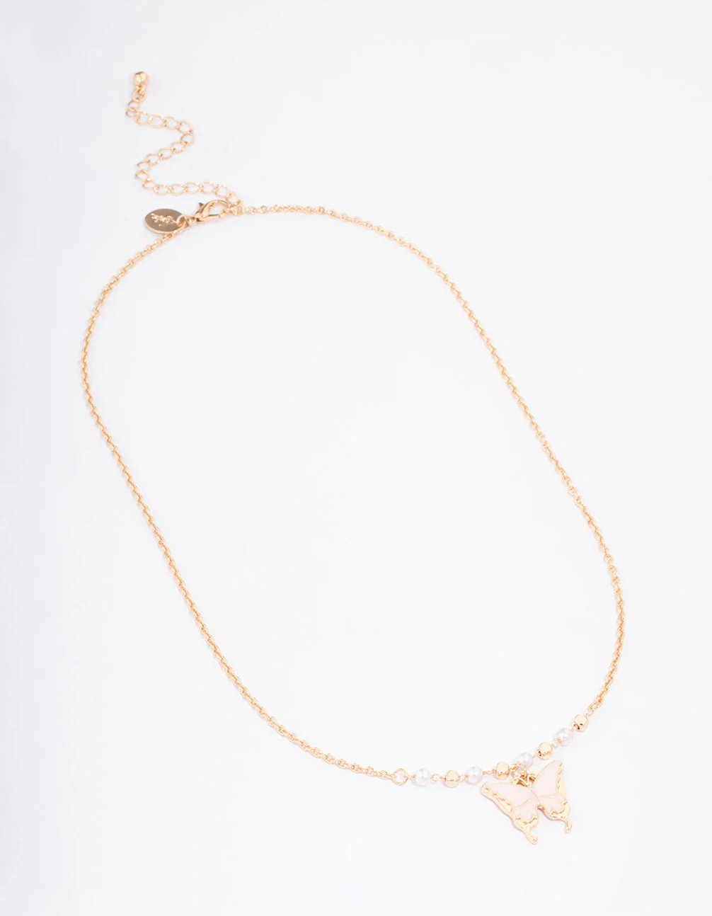 Gold Pearl Butterfly Short Necklace - Image 2