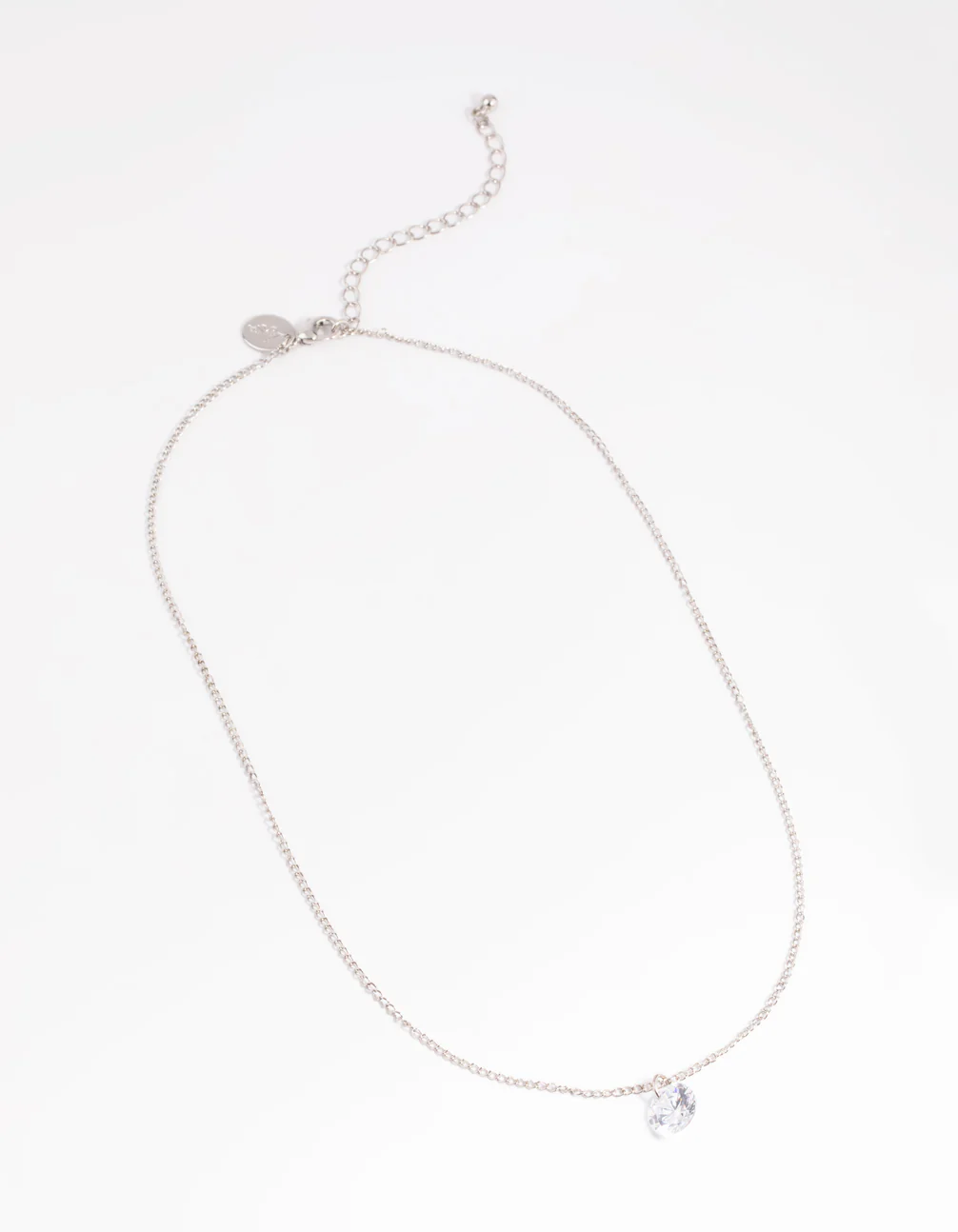 Silver Diamante Simple Necklace - Image 2