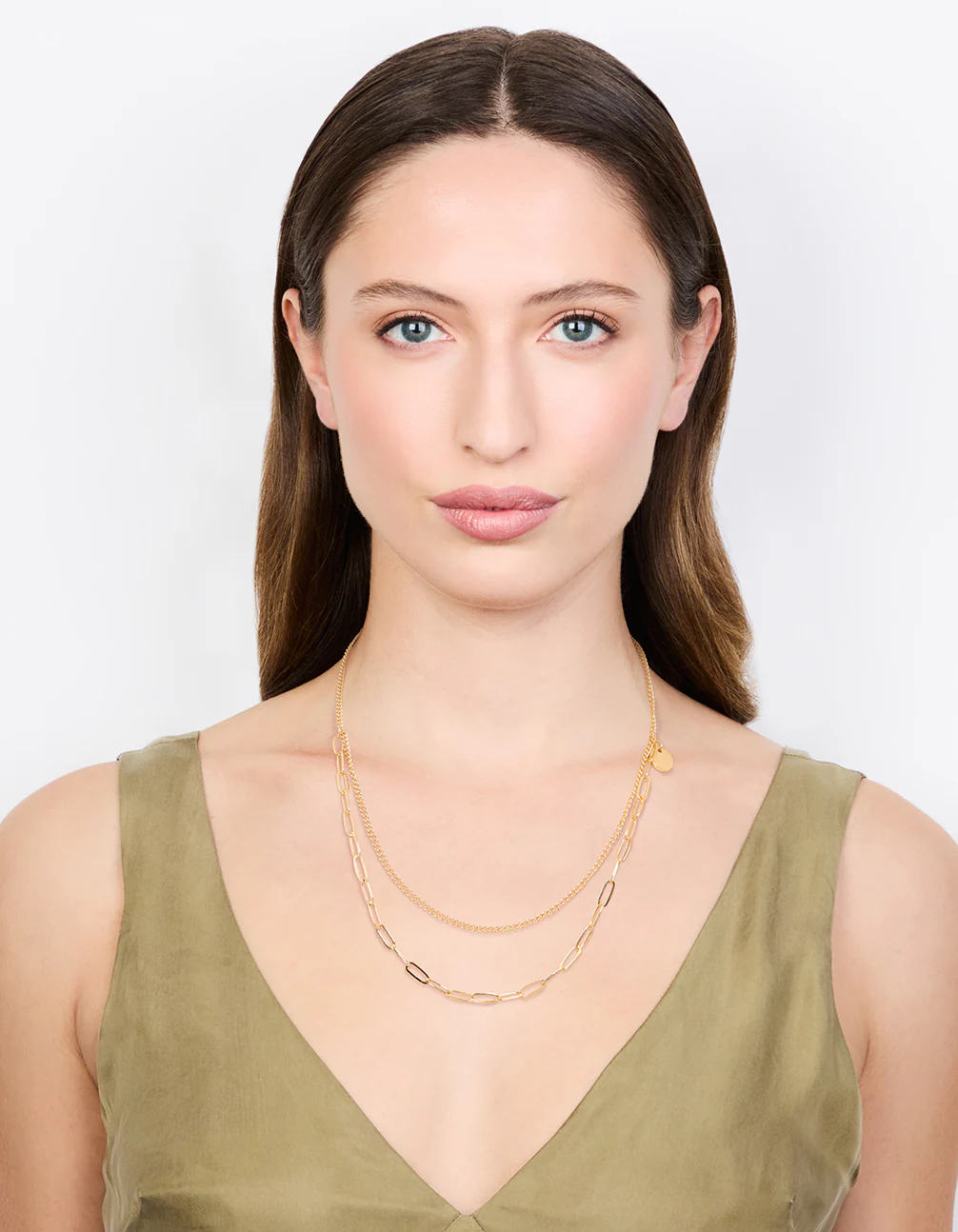 Gold Curb & Cable Layered Necklace - Image 3