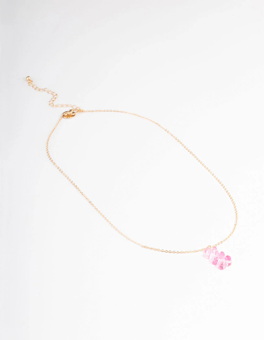 Gold Pink  Candy Bear Necklace - Image 2