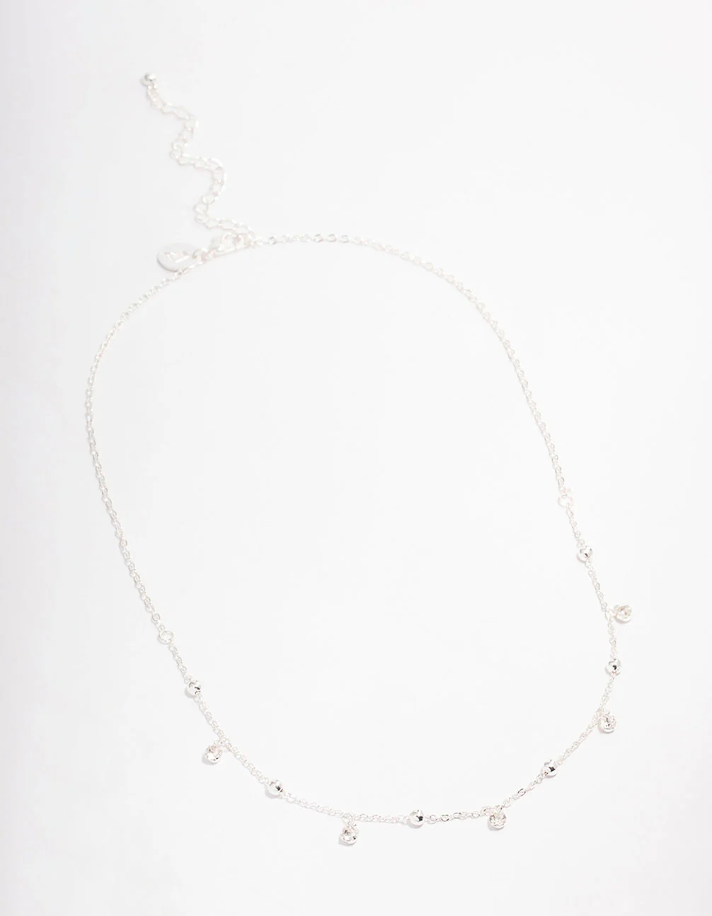 Silver Diamante Droplet Station Necklace - Image 2