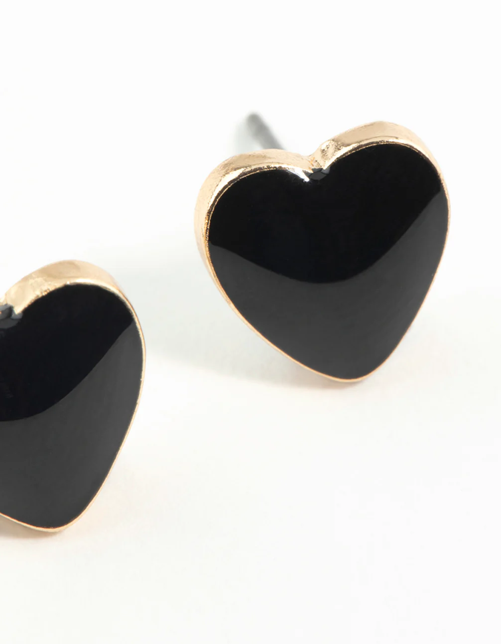 Gold Enamel Heart Stud Earrings - Image 3