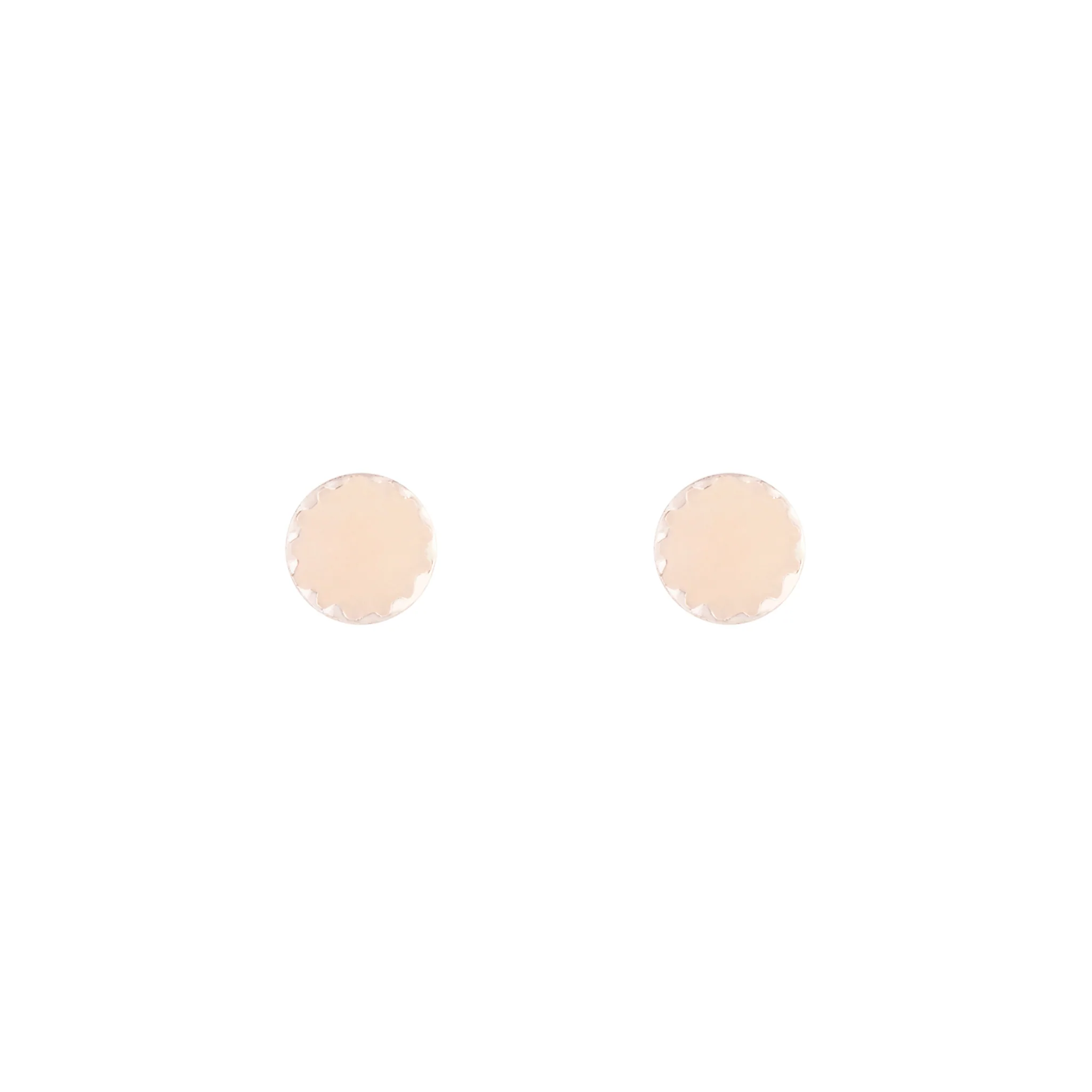 Rose Gold Pink Enamel Button Stud Earrings