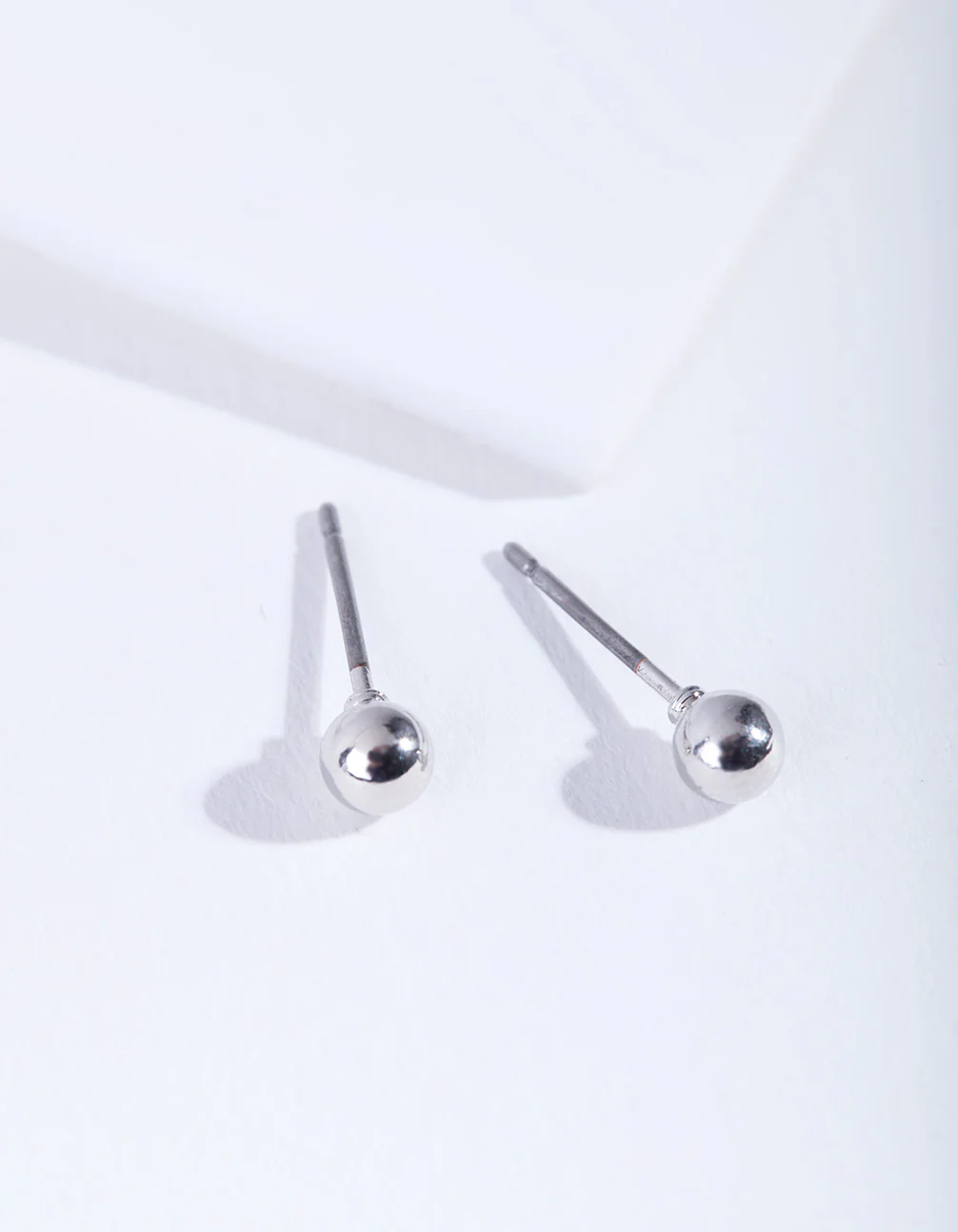 Silver Mini Plain Ball Stud Earrings - Image 2