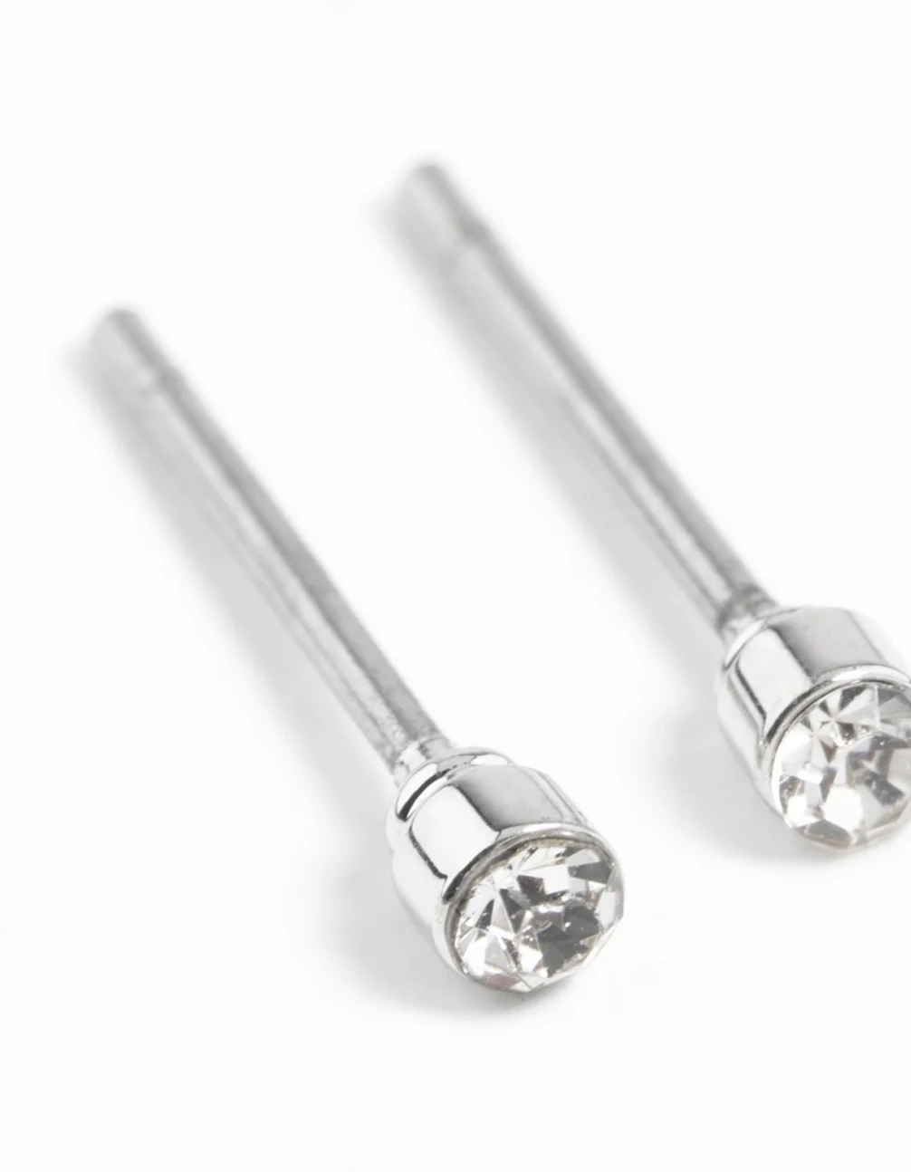 Silver Tiny Diamante Stud Earrings - Image 3