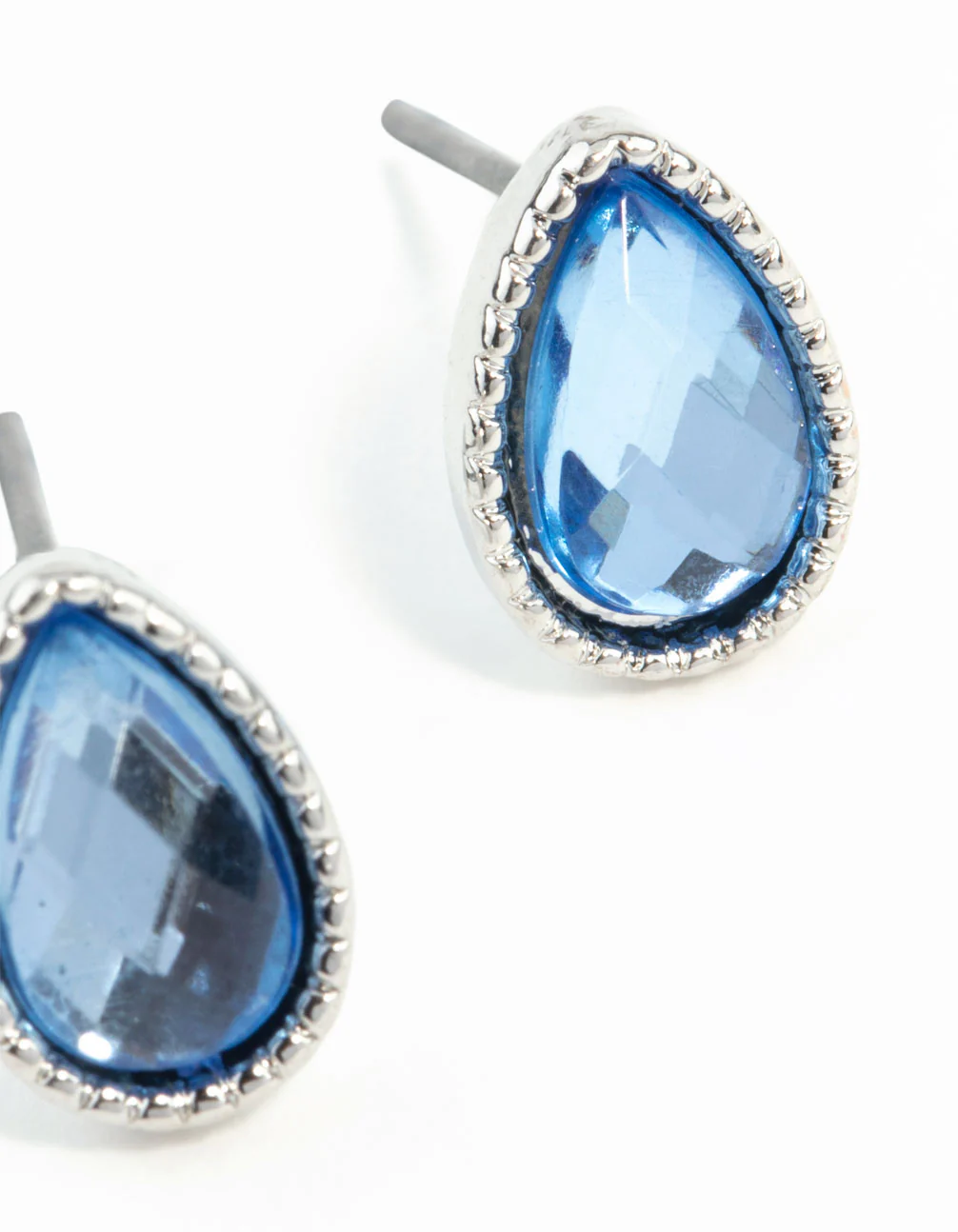 Blue Teardrop Stud Earrings - Image 8