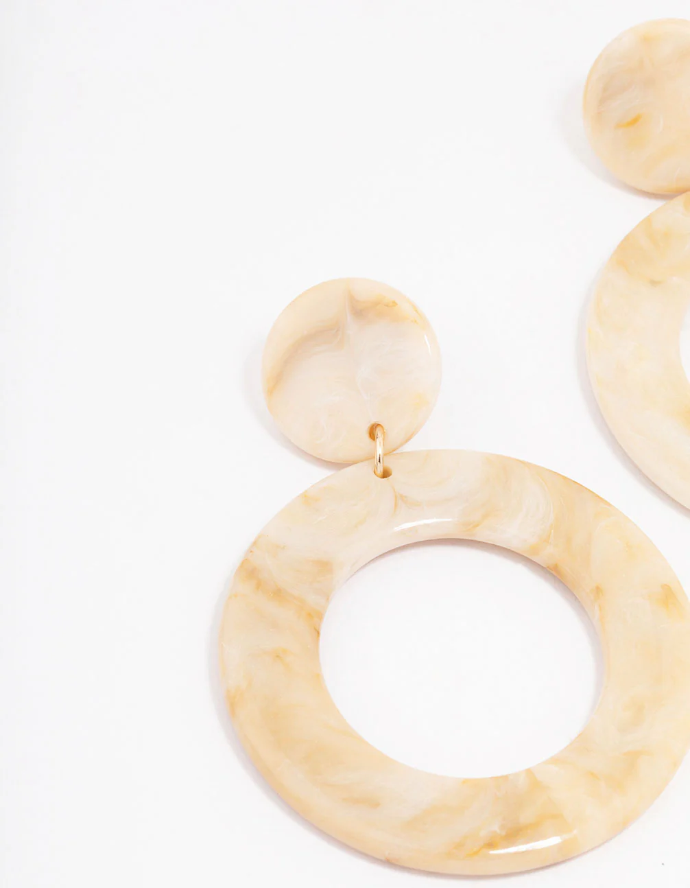 Acrylic Marble Circular Drop Earrings - Image 2
