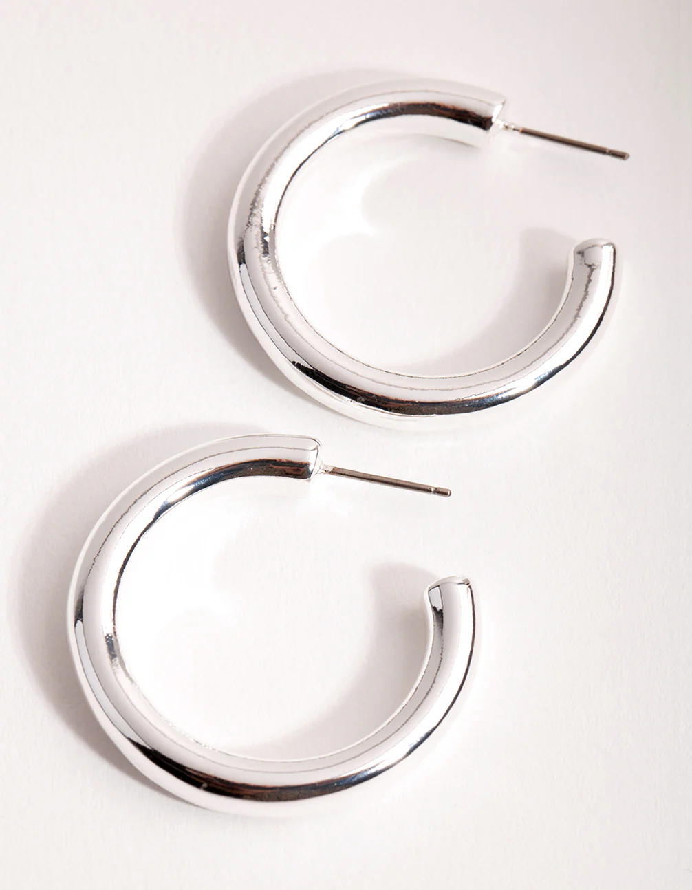 Silver Large Open Hoop Earrings - Image 3