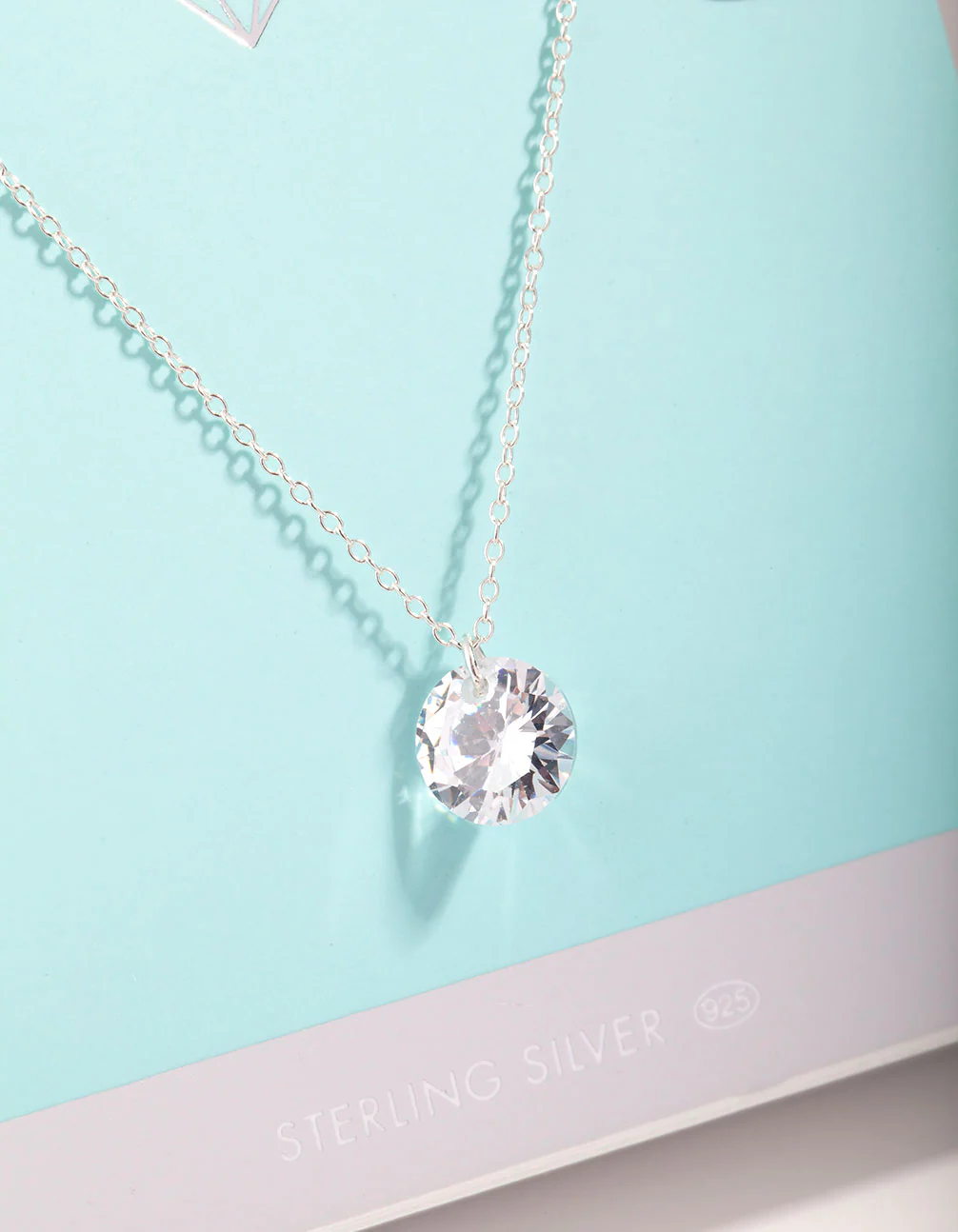Sterling Silver 2 Carat Cubic Zirconia Pendant Necklace - Image 3