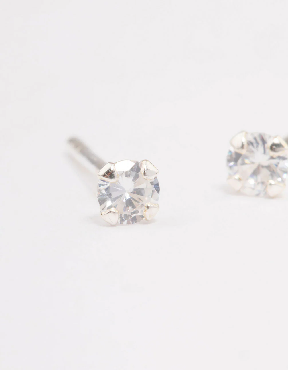 Sterling Silver Baby Cubic Zirconia Stud Earrings - Image 4