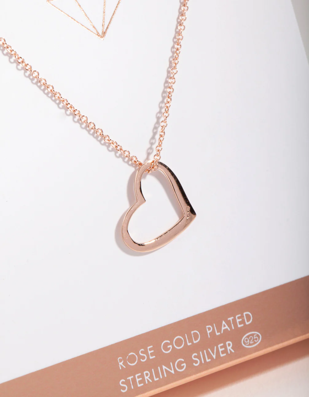 Rose Gold Plated Sterling Silver Open Heart Necklace - Image 2