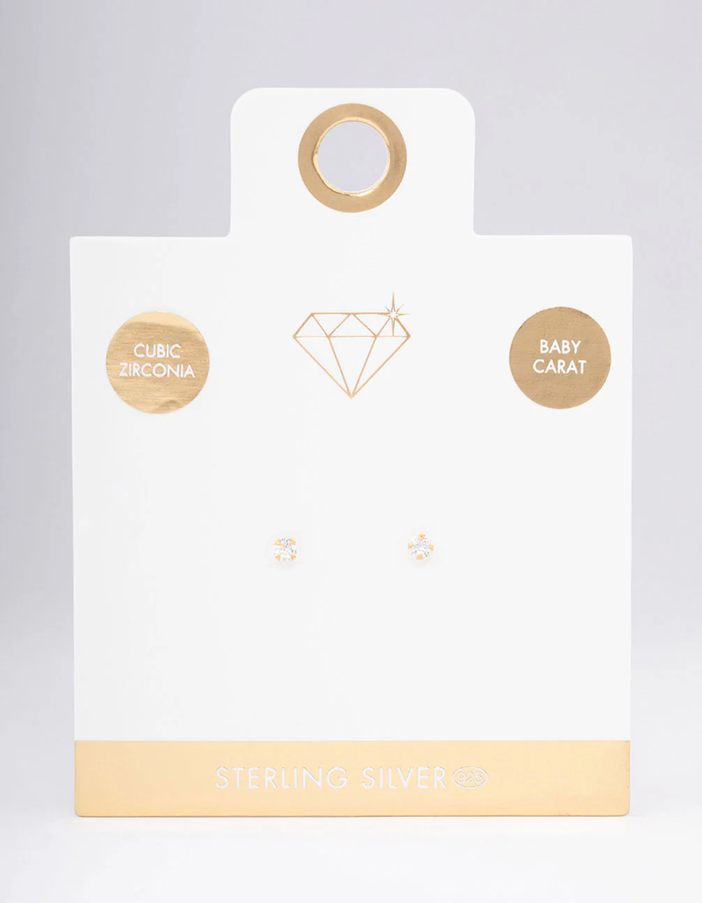 Gold Plated Sterling Silver Cubic Zirconia Baby Stud Earrings - Image 3