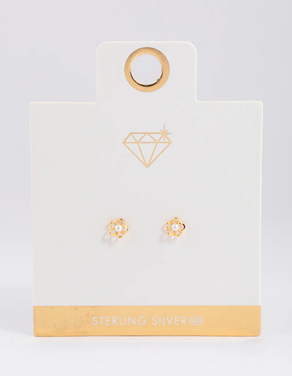 Gold Plated Sterling Silver Pearl & Flower Stud Earrings - Image 4