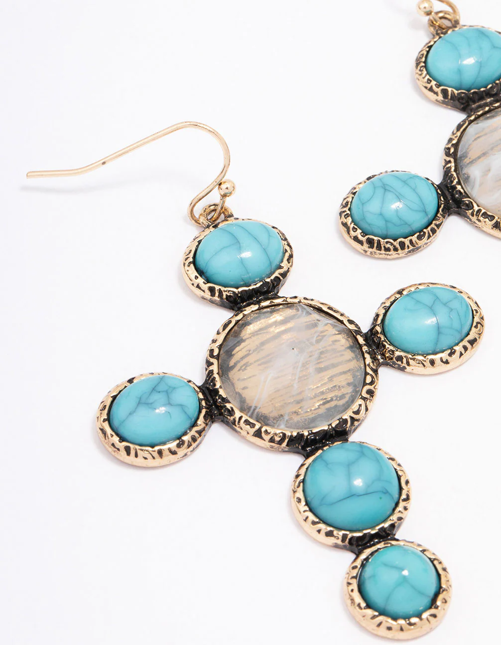 Antique Gold Antique Cross Drop Earrings - Image 2