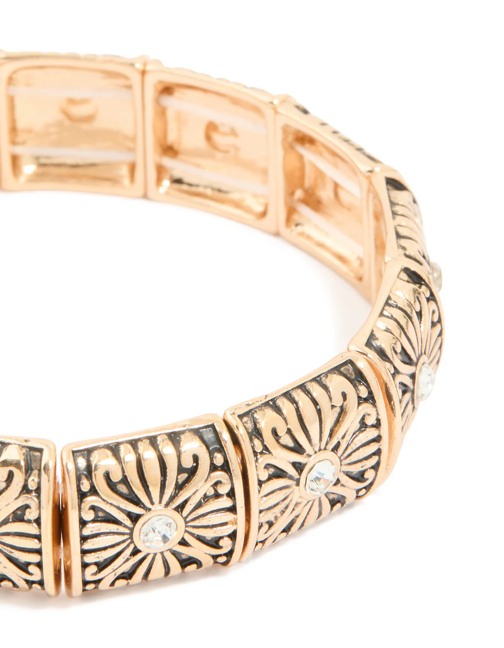 Antique Gold Diamante Boho Stretch Bracelet - Image 4