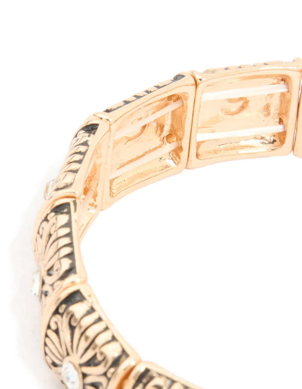 Antique Gold Diamante Boho Stretch Bracelet - Image 5