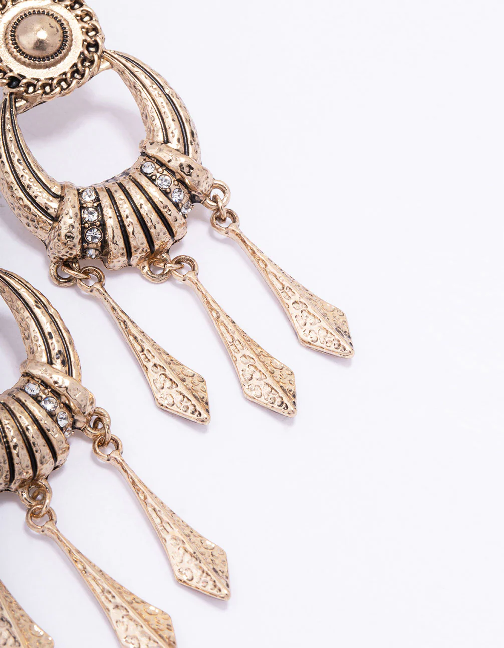 Antique Gold Door Knocker Drop Earrings - Image 3