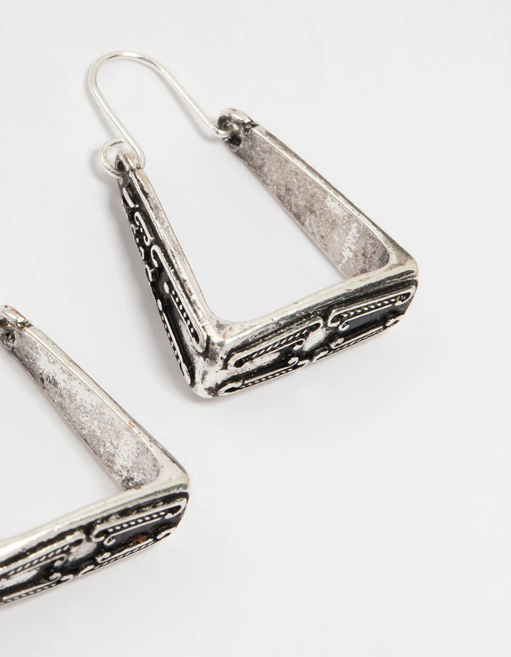 Antique Silver Engraved Medium Hoop Earrings 2-Pack - Image 3