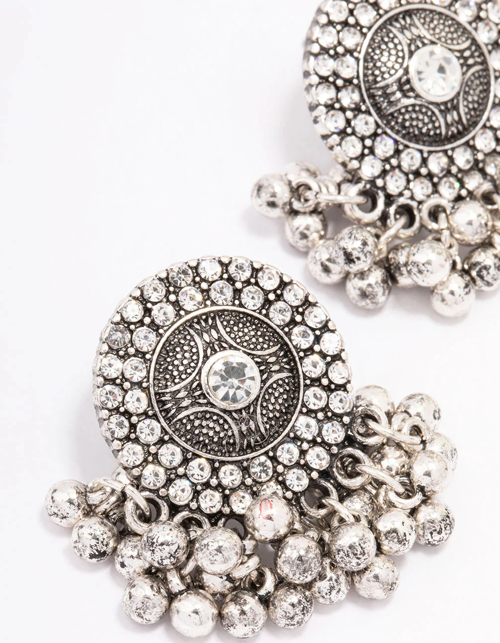 Antique Silver Fringe Drop Earrings - Image 2