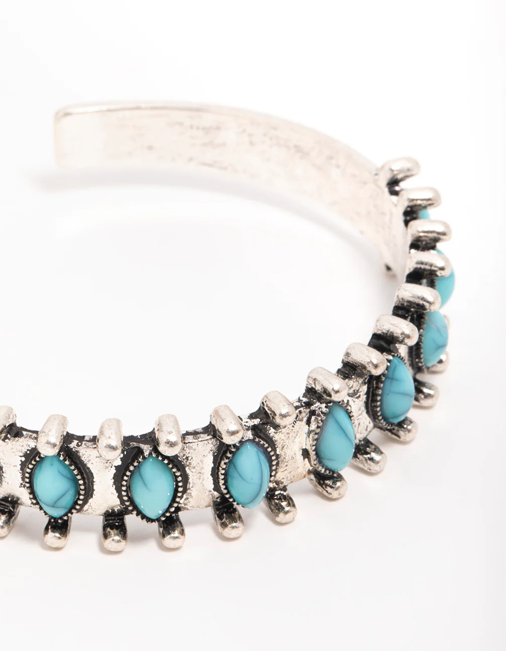 Antique Silver Turquoise Western Wrist Cuff - Image 2
