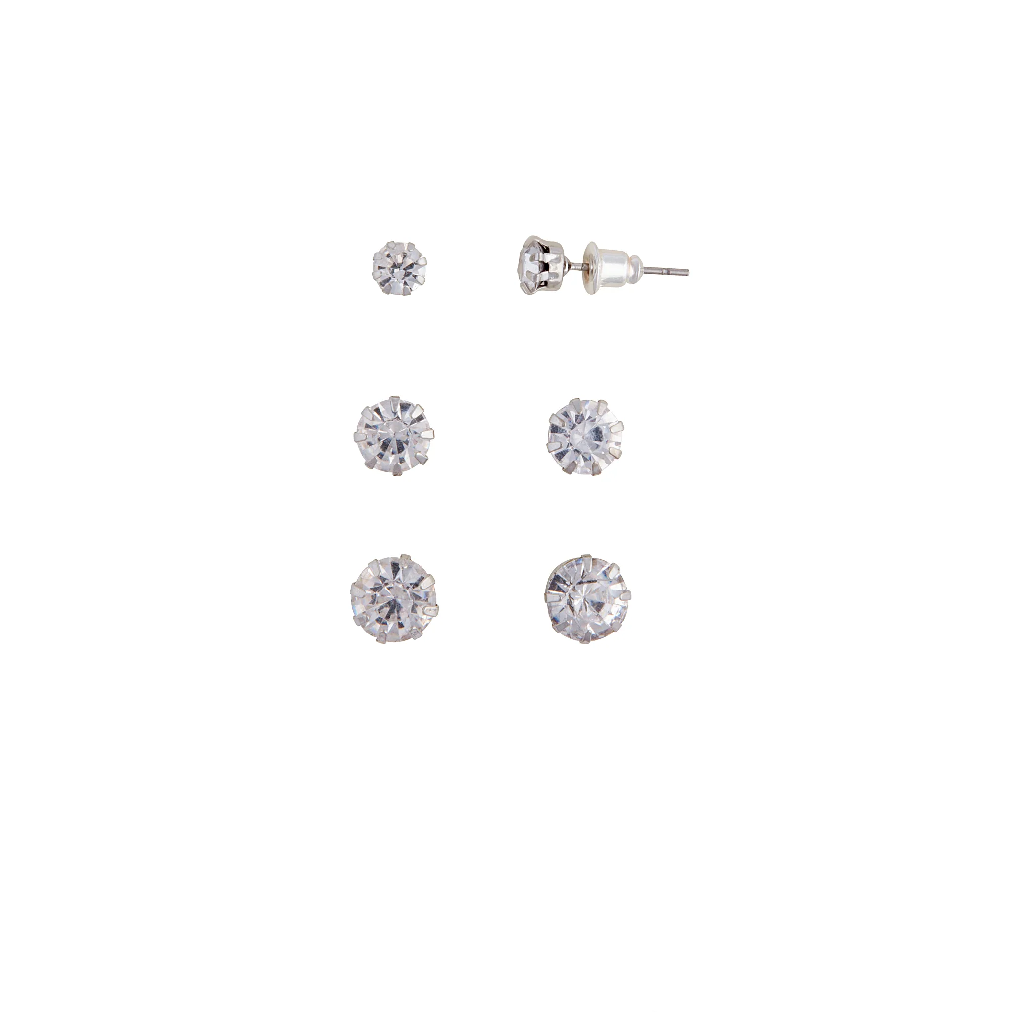 Silver Trio Diamante Earring Pack - Image 2