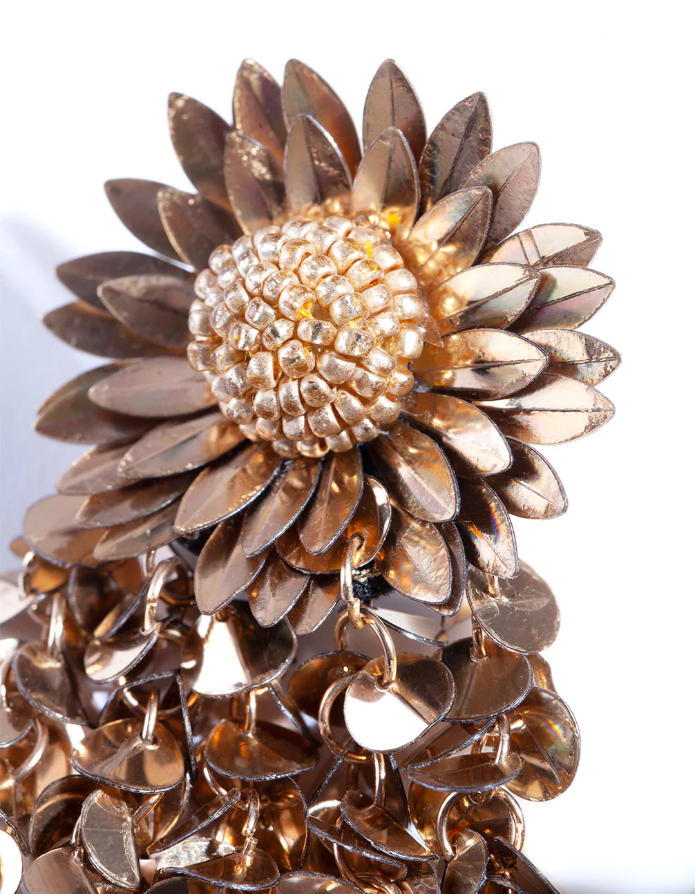 Mixed Metal Sequin Flower Earrings - Image 3