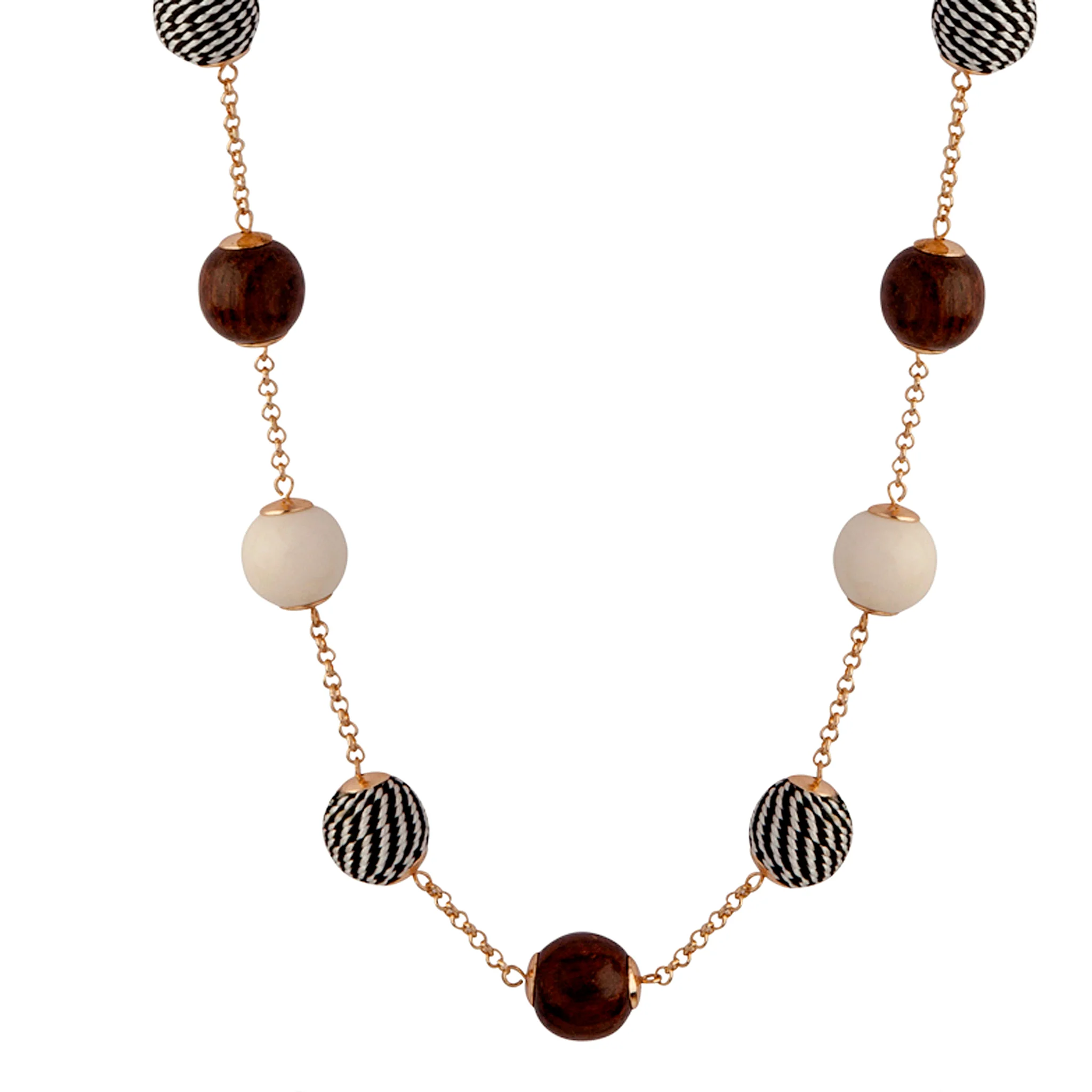 Wooden & Textured Wrap Bead Necklace - Image 2