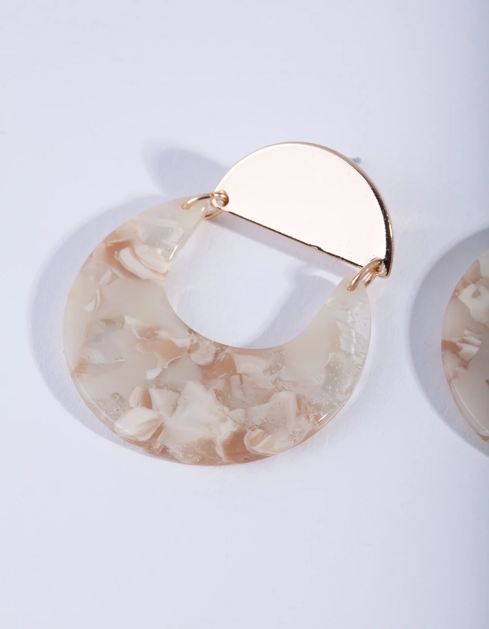 Gold Neutral Crescent Acrylic Earrings - Image 2