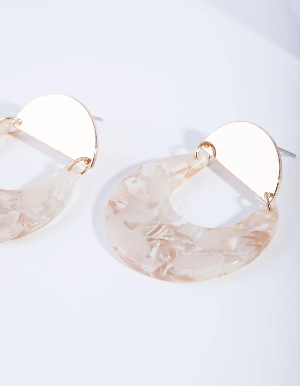 Gold Neutral Crescent Acrylic Earrings - Image 3