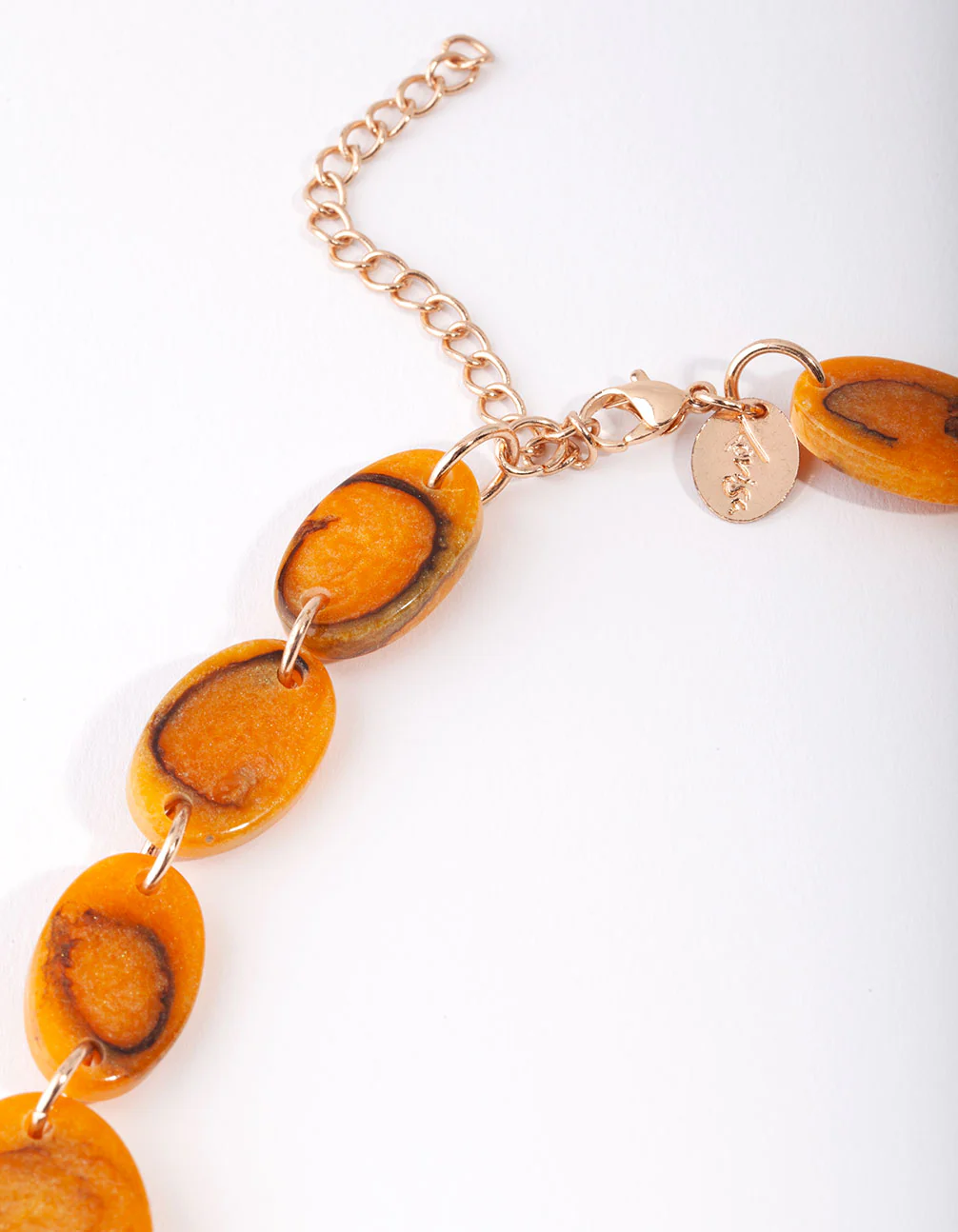Gold Orange Triangle Resin Collar Necklace - Image 3