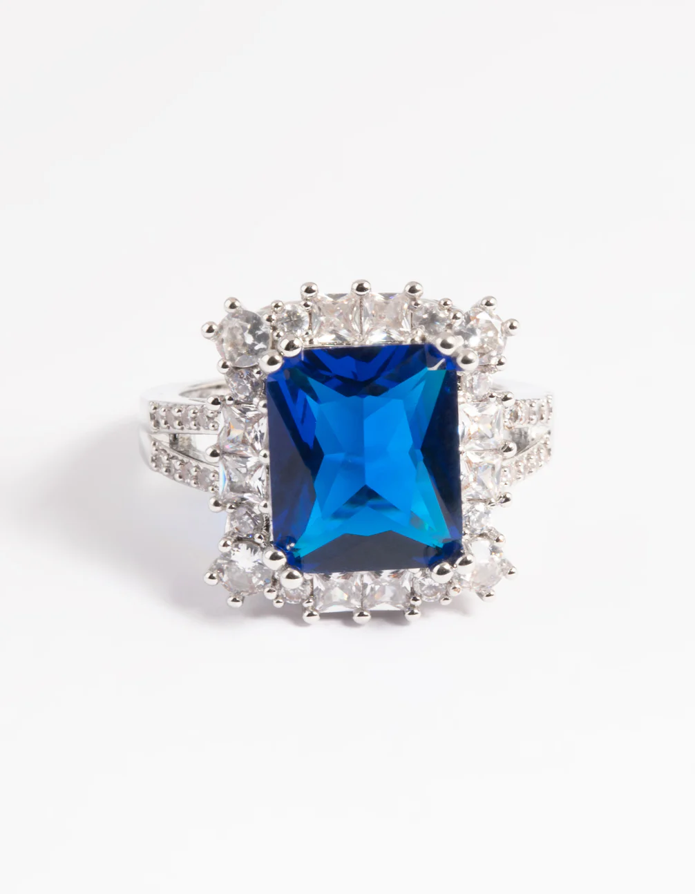 Sapphire Cubic Zirconia Asscher Ring - Image 3