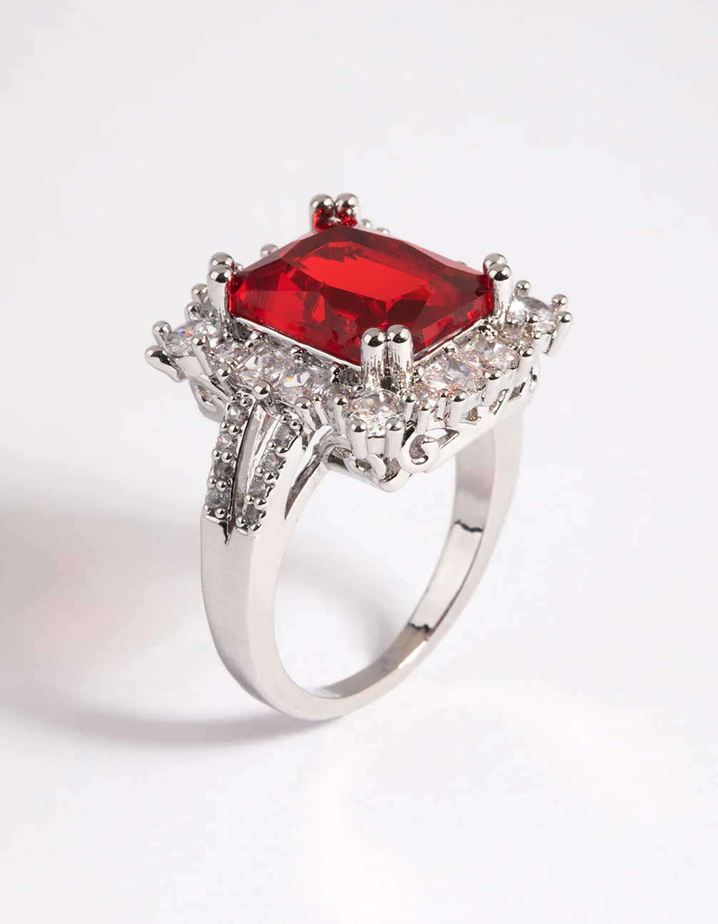 Ruby Cubic Zirconia Asscher Ring - Image 4