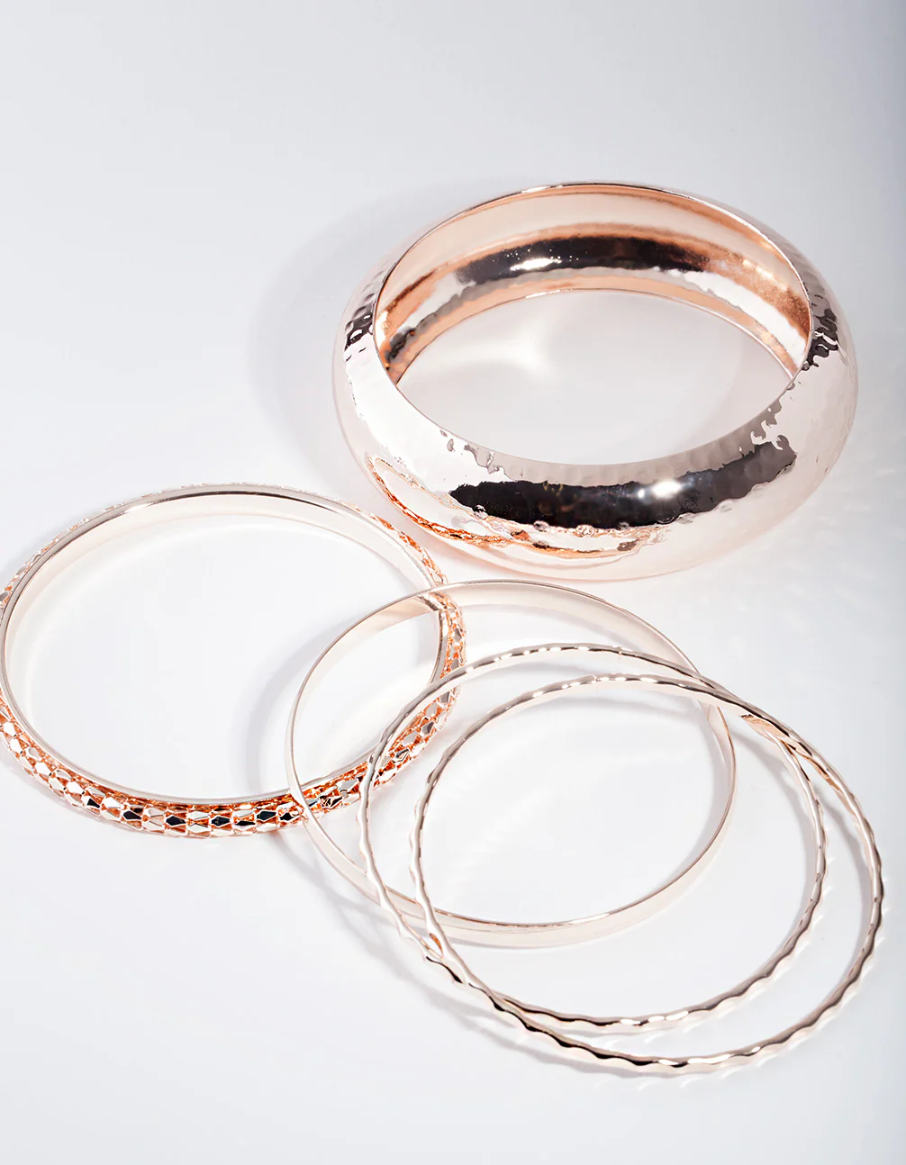 Rose Gold Molten Bangle 5-Pack - Image 3