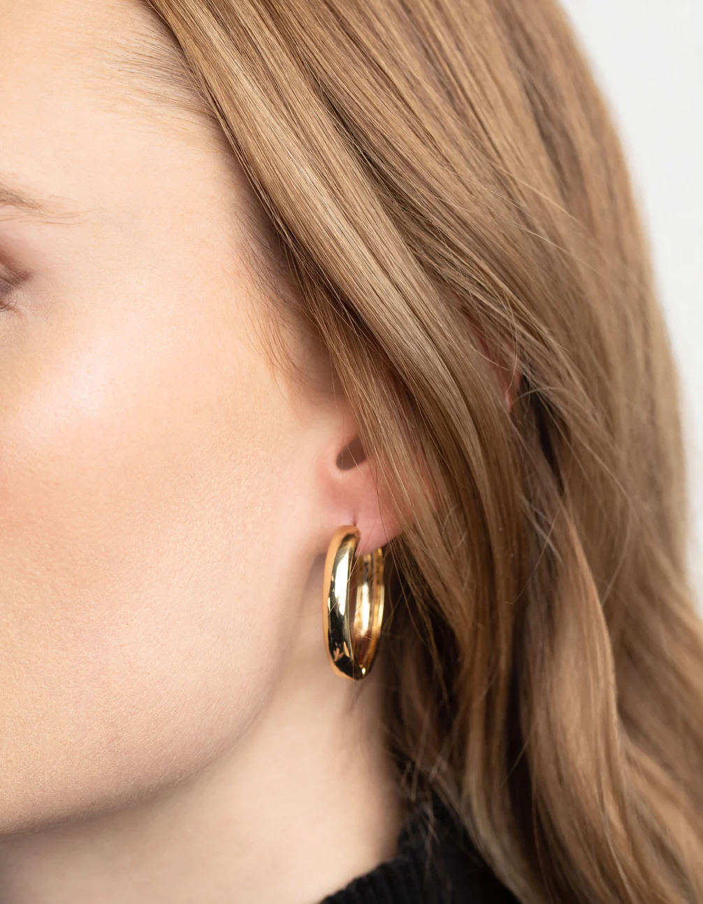 Gold Plated Hinge Hoop Earrings - Image 2