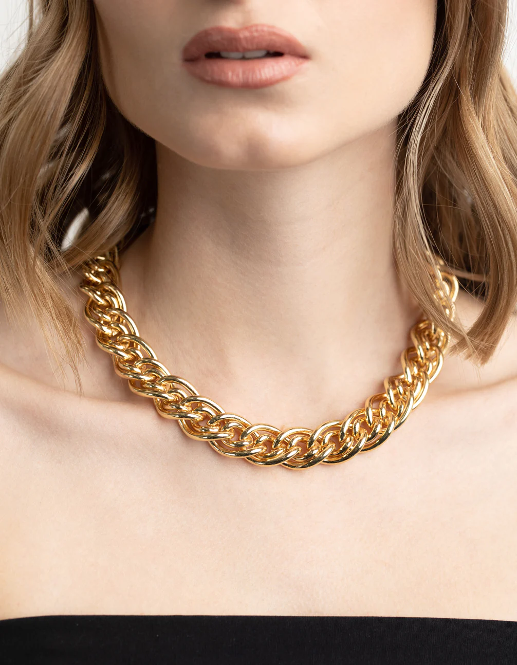 Gold Plated Brass Chunky Link Chain Necklace - Image 2