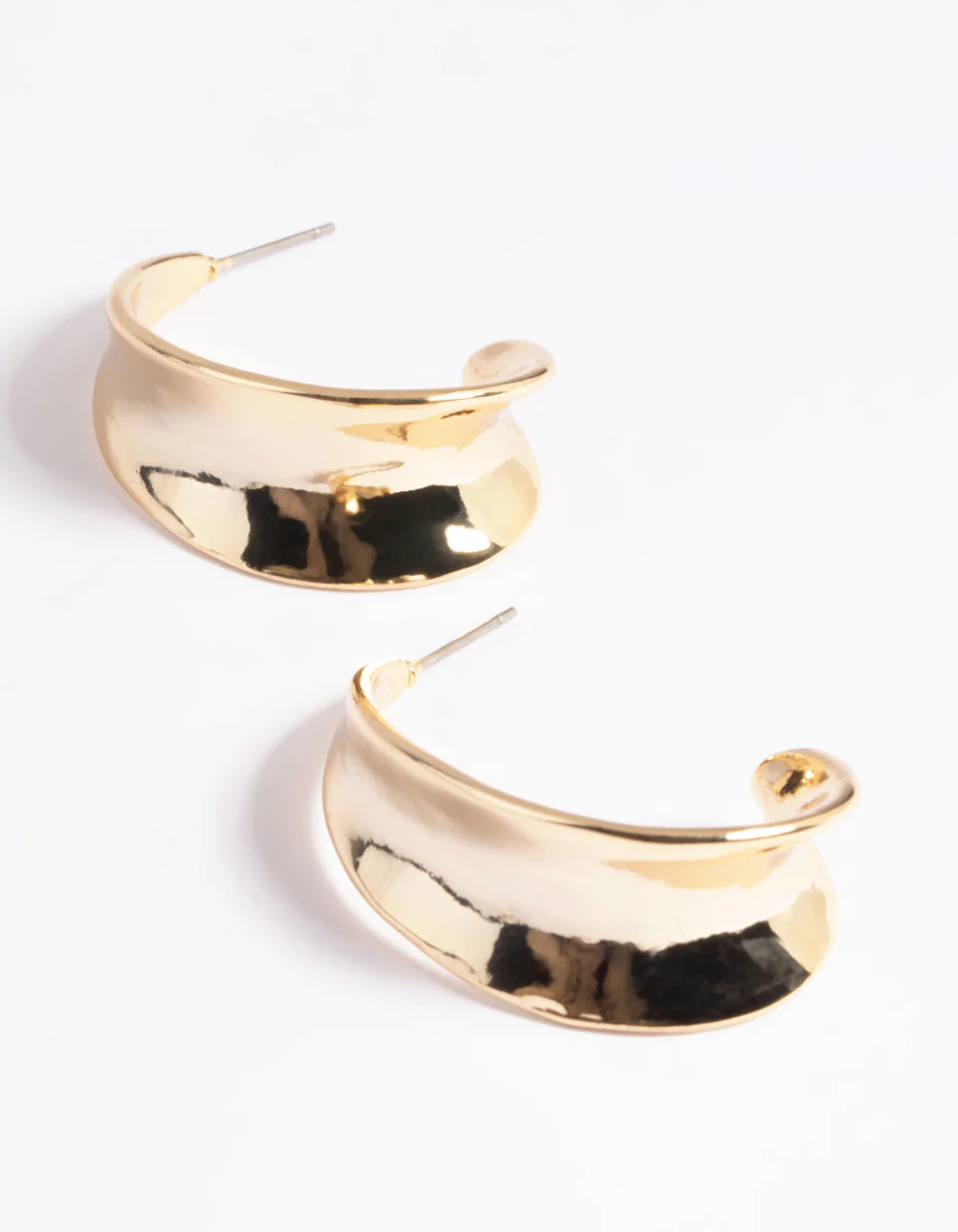 Gold Plated Brass Concave Hoop Earrings - Image 4