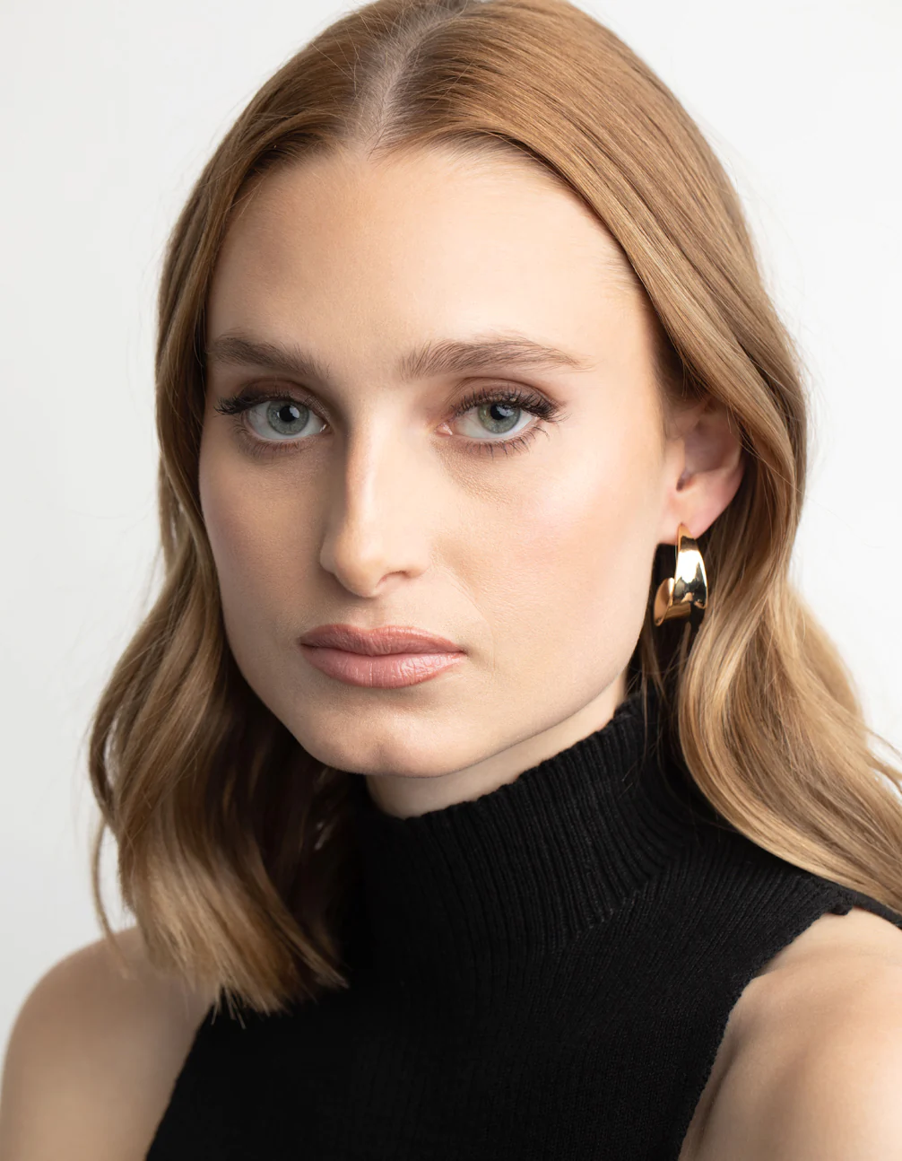 Gold Plated Brass Concave Hoop Earrings - Image 5