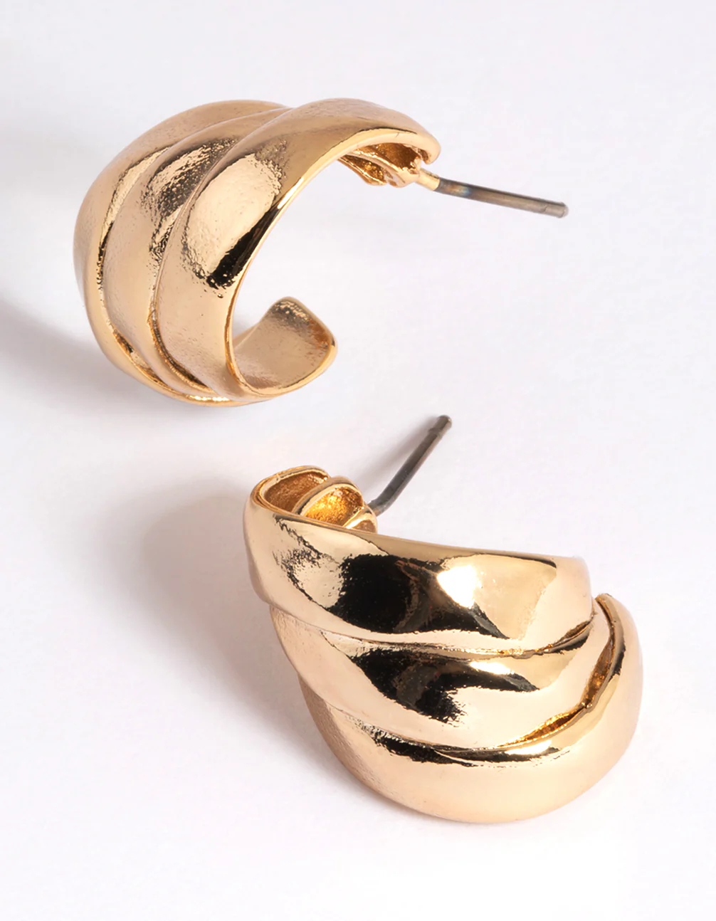 Gold Plated Etched Twisted Hoop Earrings - Image 4