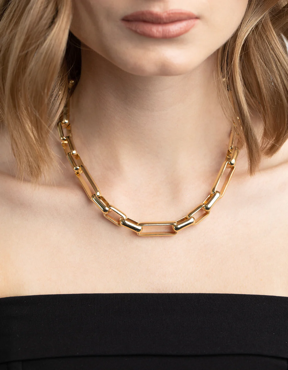 Gold Plated Rectangle Layered Necklace - Image 2