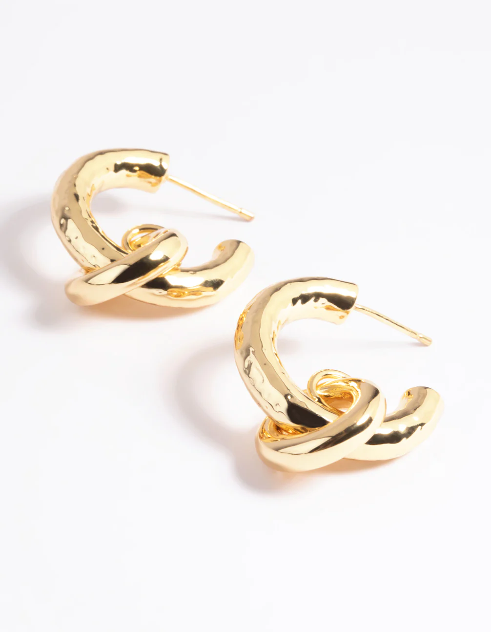 Gold Plated Molten Knot Hoop Earrings - Image 3