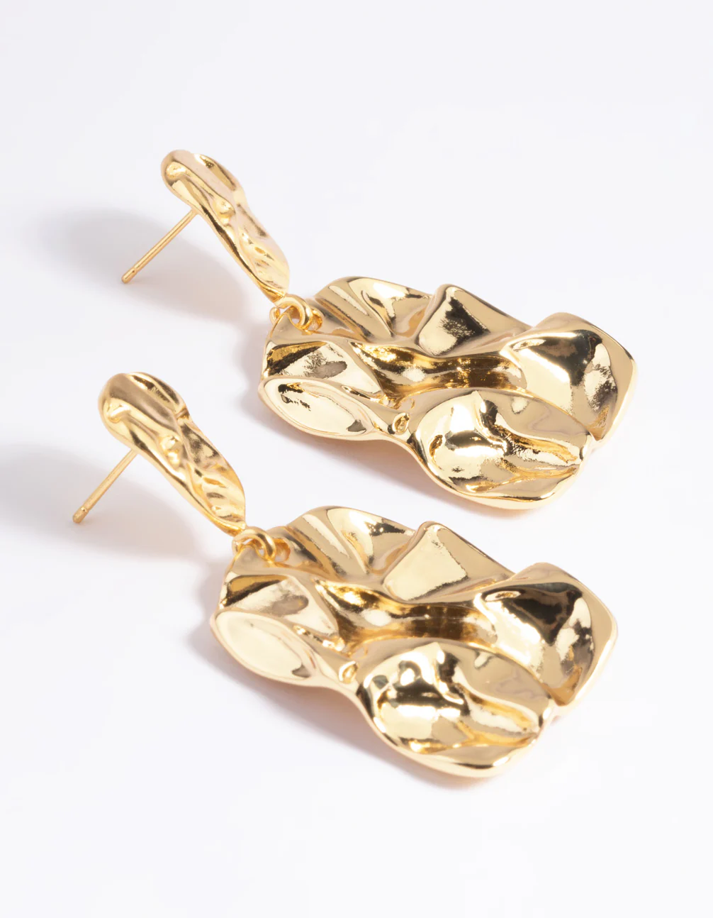 Gold Plated Molten Drop Earrings - Image 3