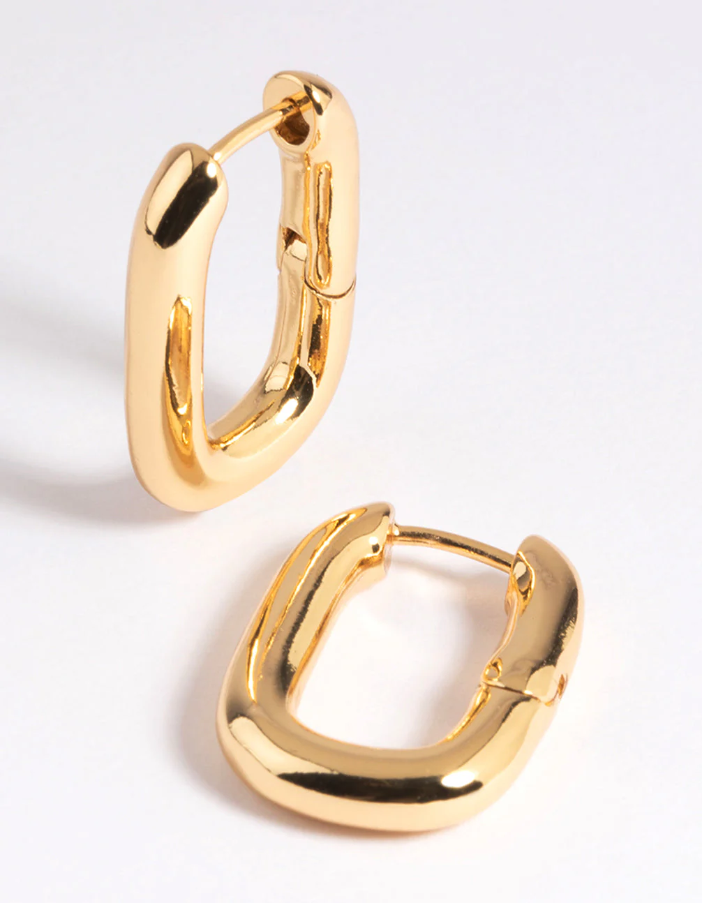 Gold Plated Rectangle Hoop Earrings - Image 4