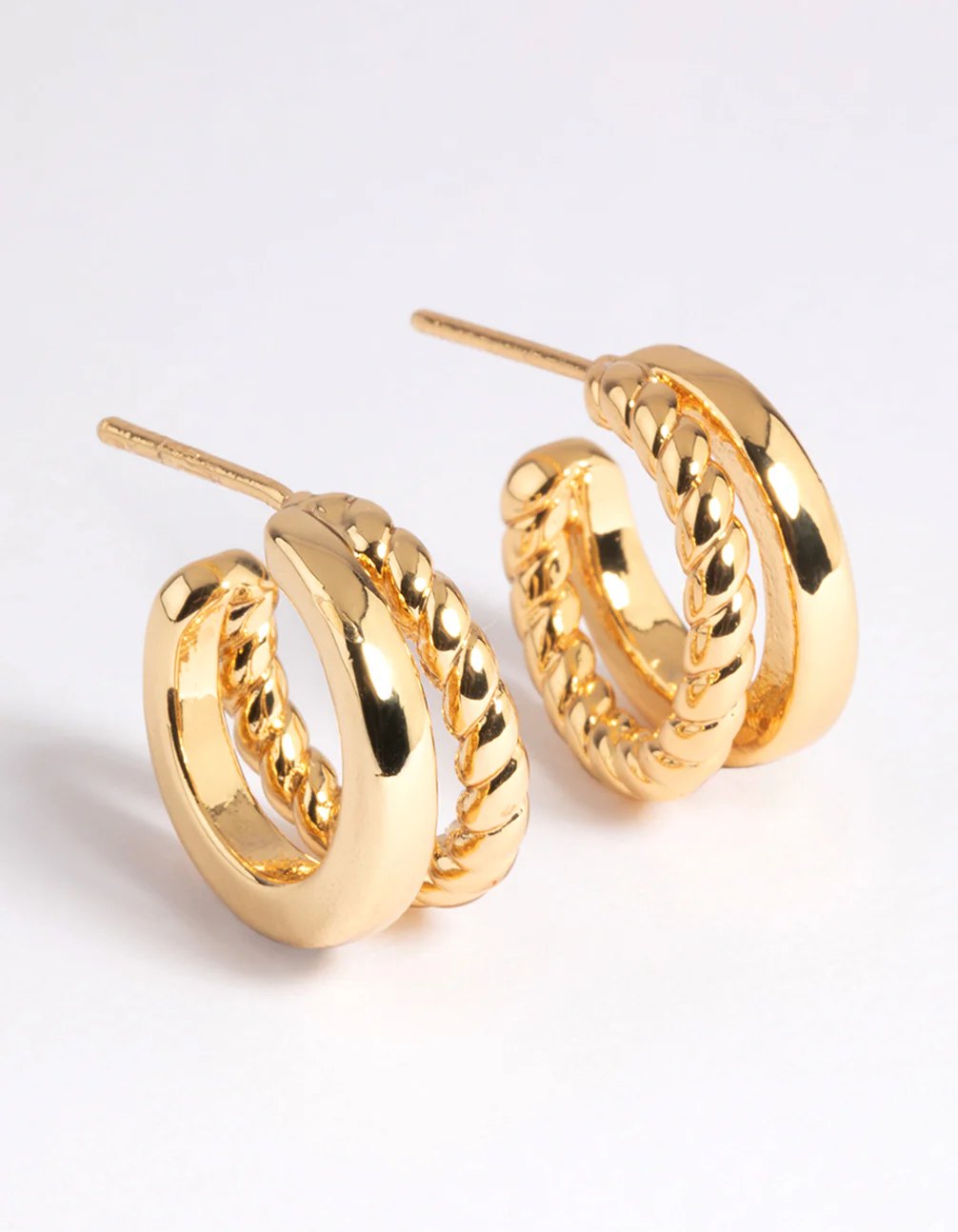 Gold Plated Twisted Hoop Earrings - Image 3