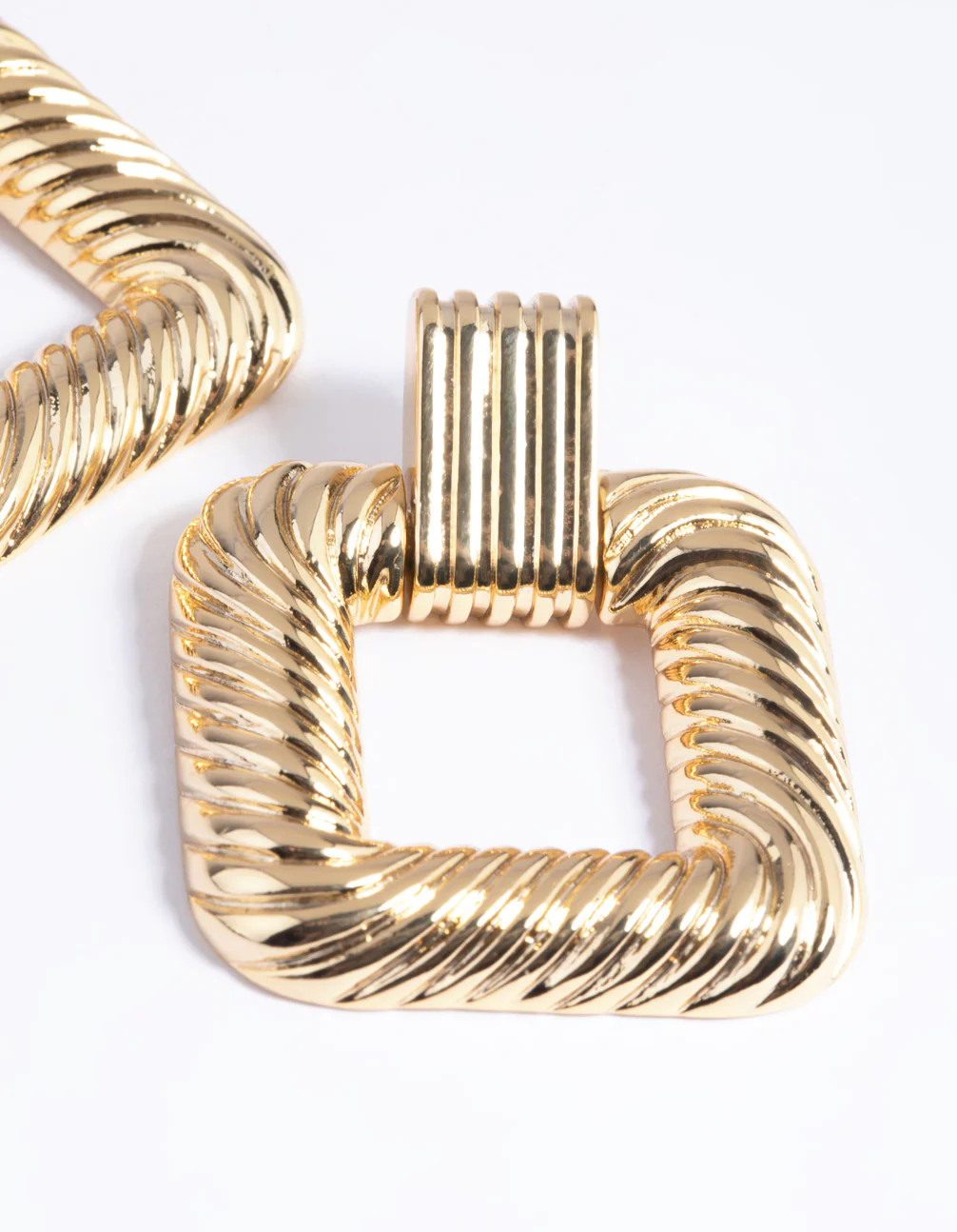 Gold Plated Square Door Knocker Earrings - Image 4