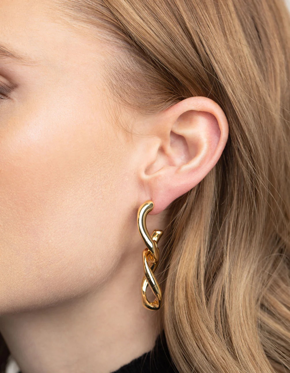 Gold Plated Curb Chain Drop Earrings - Image 2
